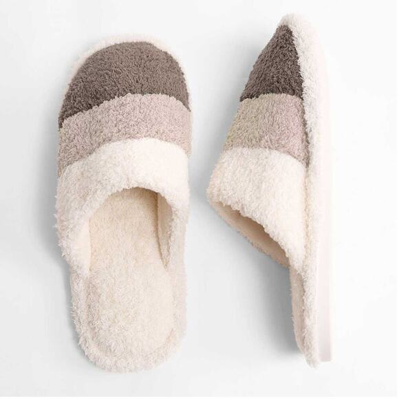 Comfyluxe Women's Soft Microfiber Cozy Stripe Pattern Slippers - Picture 1 of 4
